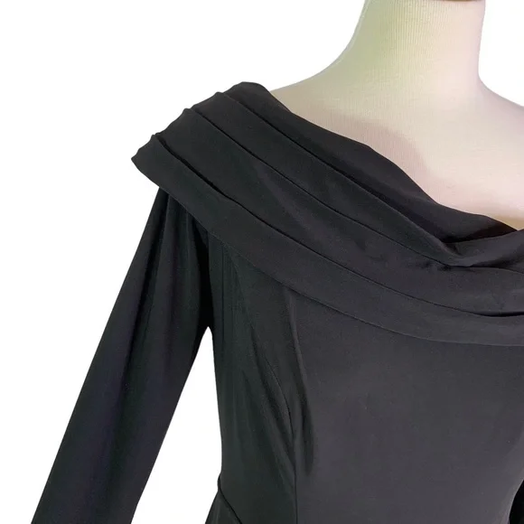 MAC DUGGAL IEENA Drop Shoulder Long Sleeve Column Formal Gown Black Size 14 NWT - Picture 6 of 12